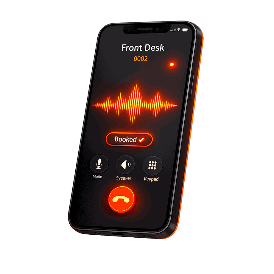 advmvmt front desk app answering a call on a phone